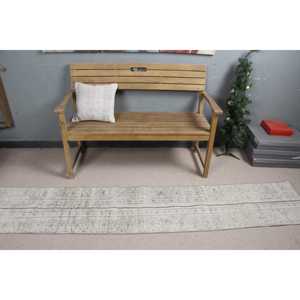 Tapis turc, tapis vintage 1,6x8,3 pieds, tapis en laine rayé blanc - Product Image 3