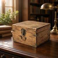 Boîte à souvenirs en bois vintage, coffre de rangement de style antique, cadeau