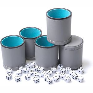 ชุดลูกเต๋าถ้วยหนัง PU สีดำทรงกลมที่เงียบสงบทำด้วยมือสำหรับเกมกระดานแบคแกมมอนโกหก - Product Image 2