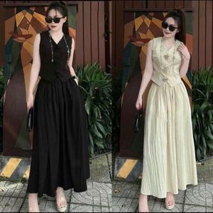 Ensemble blazer élégant à manches courtes et jupe longue-Mélange parfait de style moderne et de sophistication pour le bureau et les événements spéciaux - Product Image 5