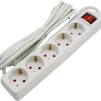 Rallonge électrique chinoise à 5 prises avec interrupteur 16A/250V 3680W, longueur 1,5-5m, couleur blanche, Don Feliz