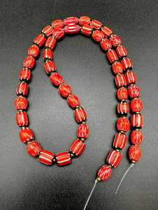 Perles de verre de commerce de Chevron rouge Vintage vénitien belles perles d'espacement en vrac pour bijoux et perles de travail au chalumeau en cristal - Product Image 2