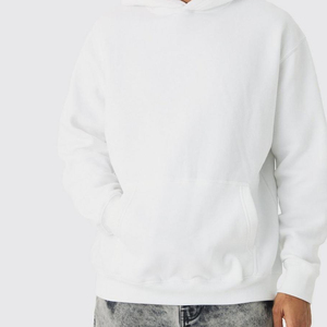 Nouveaux sweats à capuche de couleur unie pour hommes tissu de coton pull respirant Style Streetwear avec poche et conception d'impression arrière personnalisée - Product Image 5