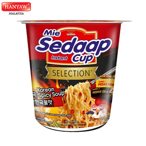 [Malaysia] pengiriman cepat + Mi Sedaap Cup bersertifikat Halal mie instan rasa sup pedas Korea (6X81g/Ctn)