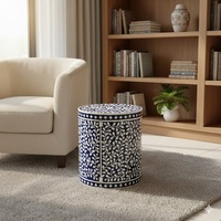 Table d'appoint de luxe noire en os incrusté, faite à la main en pin et MDF, écologique, légère, imperméable, moderne, pour baby shower, très demandée