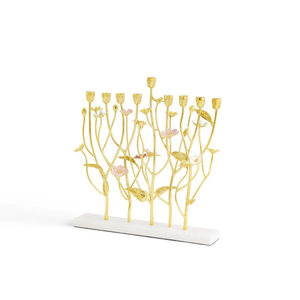 Handcrafted Aluminum Wildflowers Menorah Artistic Floral Customizable <b>Candelabra</b> for Christmas Decoration - Product Image 3