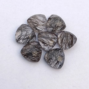 Rutilo negro natural de grado AAA, comprobador de forma de trillón, piedras preciosas sueltas con parte posterior plana, tamaños personalizados disponibles, venta al por mayor calibrado - Product Image 4
