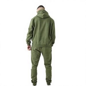High Quality OEM Custom Logo Casual Solid Men's Heavyweight 100% Polyester Hooded Tracksuit Regular Fit <b>Hoodie</b> Jogger Set - Product Image 2