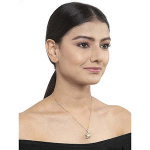 NOVAMART Fine Real Pearl Knot Pendant <b>Necklace</b> <b>Chain</b> 925 Sterling Silver White Gold Rhodium Plated Featuring for Swiss Zirconia - Product Image 4