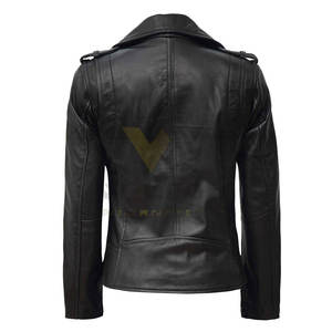 Meilleur prix Veste en cuir pour femmes Veste en cuir teinte unie à vendre Concevez votre propre veste en cuir pour femmes - Product Image 3