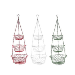 Panier suspendu à 3 niveaux plaqué cuivre, panier de fruits en fer forgé, panier de ferme, panier de rangement, panier polyvalent - Product Image 2