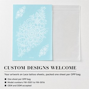 Autocollant de <span class=keywords><strong>tatouage</strong></span> temporaire au <span class=keywords><strong>henné</strong></span> lumineux en dentelle blanche imperméable pour la décoration corporelle - Product Image 4