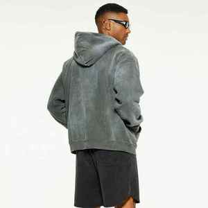 Sudadera con capucha y cremallera de algodón 100% lavado ácido Unisex, ropa de calle de invierno de gran tamaño, logotipo personalizado, bordado 3D, estampado Digital teñido liso - Product Image 6