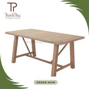 Ensemble de meubles d'extérieur modernes en bois d'acacia de couleur unie, 1 table et 6 chaises pour le jardin, la cour, la cuisine ou l'hôtel - Product Image 3