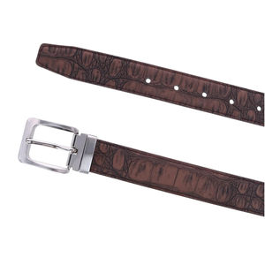 Cinturones de vestir reversibles de hombre OEM personalizados de alta calidad, estampado de cocodrilo, cuero genuino marrón, diseño personalizado al por mayor - Product Image 3