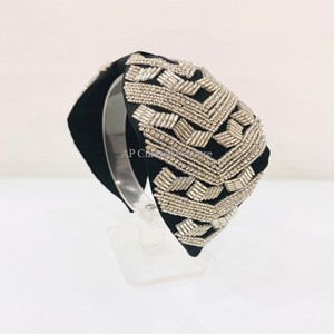 Customized Golden <b>Floral</b> Beaded <b>Headband</b> Unique Turban Style Standard One Size Fits All Women Handmade Colorful <b>Headband</b> - Product Image 4