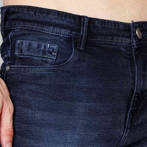 Pantalones Cortos Bermuda de Mezclilla Azul Oscuro para Hombre, Cintura Media, Estilo Vintage, Cintura Elástica, Tejido de Algodón, Secado Rápido, Ecológicos - Product Image 4