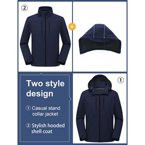 Venta al por mayor personalizado al aire libre impermeable cortavientos transpirable cómodo acolchado nieve Softshell chaqueta soporte con capucha diseño para hombres - Product Image 4