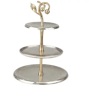 Newest Design Aluminum best Quality Customized Shape 4 tier Cake Stand Silver Color Three Tier Cake Stand For Tabletop