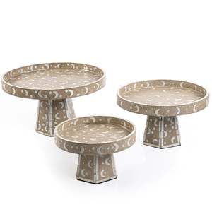 Mère de perle mosaïque incrustation table pièce maîtresse présentoirs MOP gâteau stand dessert piédestal ensemble - Product Image 3