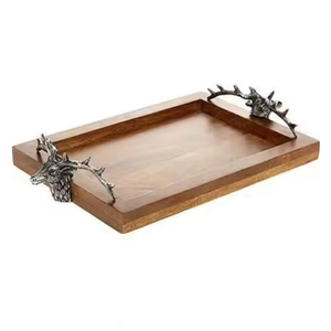 Plateau classique personnalisé élégant rectangulaire en plaqué or élégant pour servir à la main moderne élégant fantaisie unique - Product Image 2