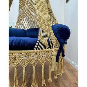 Silla Colgante de Macramé Estilo Bohemio Etéreo, Diseño Tradicional, Hamaca Colgante de Metal para Uso en Interiores y Exteriores, para Sala de Estar, Restaurante - Product Image 2