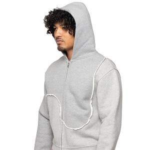 Streetwear Fashion <b>Y2K</b> 100% Cotton Puff Printed Swirl Zipped Hoodie High Quality 500 GSM American Vintage Thermal Men <b>Hoodies</b> - Product Image 4