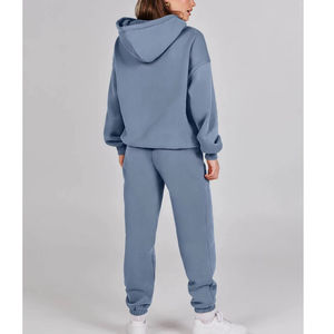 Ensemble deux pièces de survêtement d'hiver en molleton uni 100% coton, imprimé personnalisé de haute qualité, respirant et écologique, pour le fitness et le jogging - Product Image 4