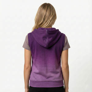 Sweat-shirts sans manches pour femmes, coupe régulière, fermeture éclair intégrale, coton haute densité, veste à capuche, logo de marque personnalisé, prix de gros - Product Image 2