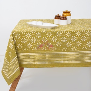 Indian Handmade Dabu Floral Beautiful Hand Block Printed Cotton <b>Table</b> Cloth for Wedding <b>Table</b> Cloth - Product Image 2