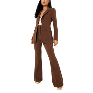 ชุดเซตกางเกง2ชิ้นสำหรับผู้หญิงชุดออกกำลังกายฟิตเนสกางเกงเลกกิ้งออกกำลังกายเสื้อโยคะกางเกงบานกางเกงวอร์มสำหรับผู้หญิง - Product Image 1