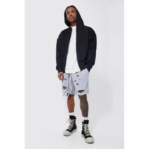 High Quality Premium <b>Men's</b> Mid-Length <b>Sweat</b> <b>Shorts</b> New Design Distressed Streetwear Anti-Wrinkle Summer Outfits - Product Image 4