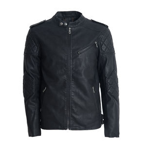 Custom Autumn Winter New Stand Collar Classic Fit Washed Men's Biker Motorcycle Jackets Pu Faux Leather Jacket high quality - Product Image 1