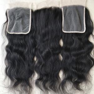 Extensiones de pelo brasileñas con encaje Frontal, pelo natural con cutícula HD, 6x6 nudos blanqueados - Product Image 2