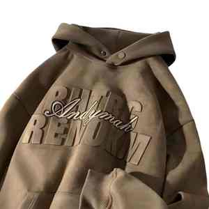 เสื้อแจ็กเก็ตสไตล์สตรีทโอเวอร์ไซส์ของผู้ชายเสื้อมีฮู้ดสไตล์วินเทจอเมริกัน - Product Image 4