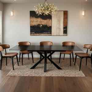 Mesa de comedor extensible RAM INDUSTRIE N55 con mecanismo y cajones, estilo moderno en color negro. - Product Image 5