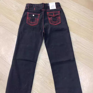 Pantalones de mezclilla negros Jean para pantalones vaqueros unisex Venta al por mayor Ropa de marca Lavada Cintura alta Diseñador de moda de alta calidad - Product Image 1