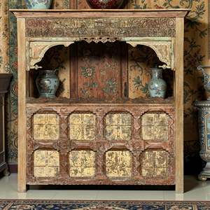 Comptoir de bar en bois sculpté rustique - Product Image 2