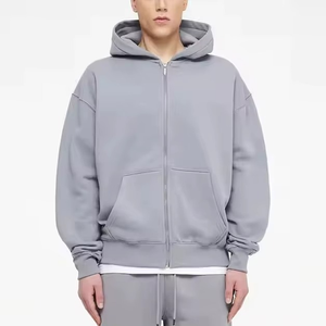 OEM vente en gros personnalisé hommes 100% coton fermeture éclair à capuche meilleure qualité classique col à capuche couleur unie fermeture éclair à capuche 2025 - Product Image 4