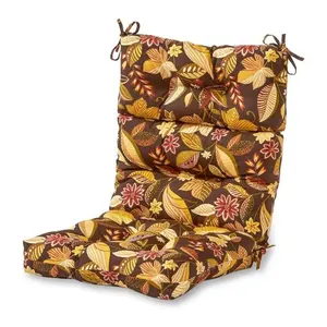 Bantalan kursi Sofa katun organik 100% sandaran belakang pantat tali dasi memanjang motif bunga coklat hitam terang bersertifikasi