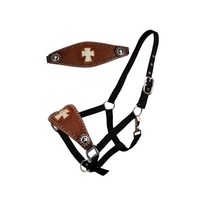 Cabestro Floral Lariat de Cuero y Nylon Resistente y Ajustable, Cabestro Duradero para Caballos, Equipo de Equitación Personalizado para Uso General