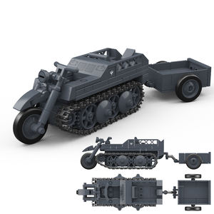 WW2 Kettenkrad Sd.Kfz.2 Gepantserd voertuig Rupsfiets Militair Duits Half-Track Gepantserd voertuig Bouwblok Speelgoed - Product Image 6