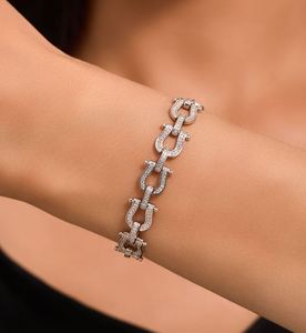 <b>Silver</b> Horseshoe Link <b>Bracelet</b> <b>Bangle</b> Minimalist Claw Setting Chain Jewelry for Anniversary Gift - Product Image 3