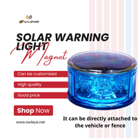 Feu de signalisation solaire magnétique 12 LED - Matériau PC, indice IP66, 60 mm d'épaisseur, montage métallique instantané, autonomie 120H