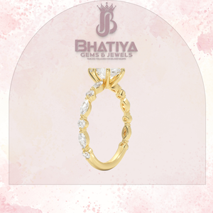 Marquise Cut 1-3 CT Lab Grown Diamonds Anillo de compromiso Timeless 10K/14K/18K IGI Certified Alternating Diamond Halo Ring - Product Image 2