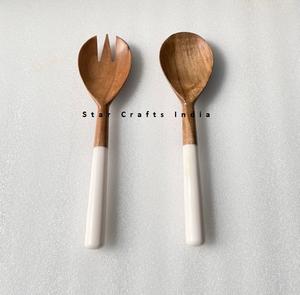 Juego de 2 Servidores de Ensalada de Madera y Resina Hechos a Mano, Fabricante Indio, Nuevas Ideas de Productos 2026 - Product Image 5