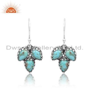 DWS Jewellery Boucles d'oreilles Three Kingman Turquoise Earwire en argent sterling 925 Fournisseur de fabrication de pierres précieuses - Product Image 1