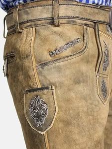 Shorts en cuir de chèvre vintage de style bavarois pour hommes, broderie personnalisée, solide, non tissé, taille plus, respirant, tricoté, acheteurs en gros - Product Image 3