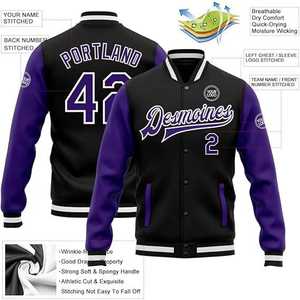 Good Quality <b>Men's</b> Baseball <b>Jackets</b> With Leather Sleeves / Wholesale Long Sleeve Leather Windproof Quilted <b>Men</b> Varsity <b>Jacket</b> - Product Image 6