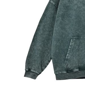 Sudadera con capucha de algodón cálida para invierno, ropa de calle de gran tamaño, técnica de lavado de piedra ácida a la moda, bordado, ajuste holgado sólido - Product Image 4